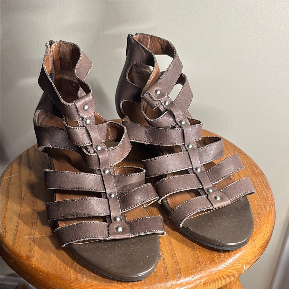 Brown Gladiator Sandals with Lace-Up Design